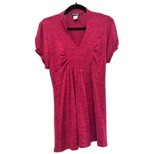 Olivia Blu Maternity XL Heathered Red Empire Waist Back Tie Tunic Top Office